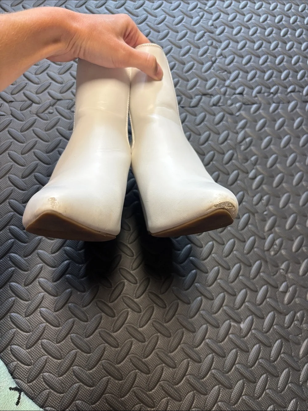 White Women's Chelsea Block Heel Ankle Boots